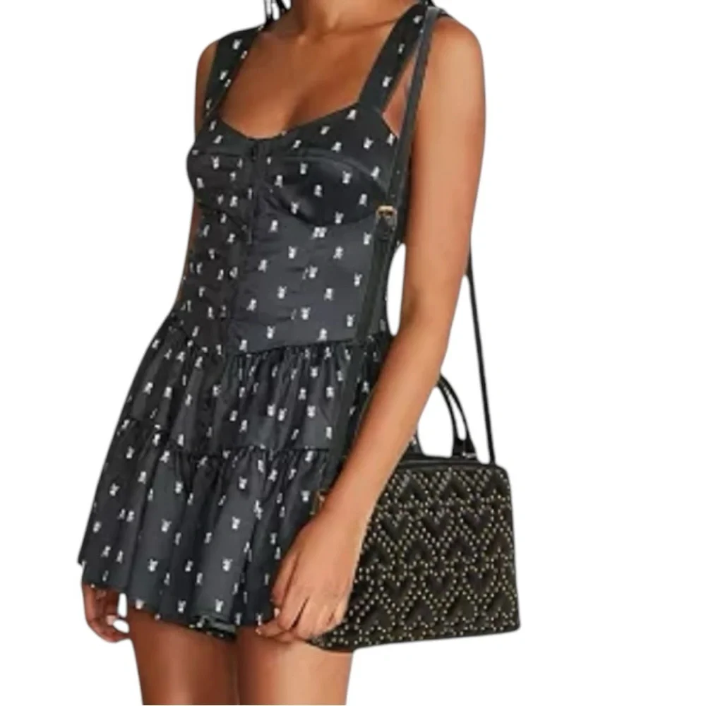 Betsy Johnson What A Stud Small Satchel Handbag Studded Heart Patterns
